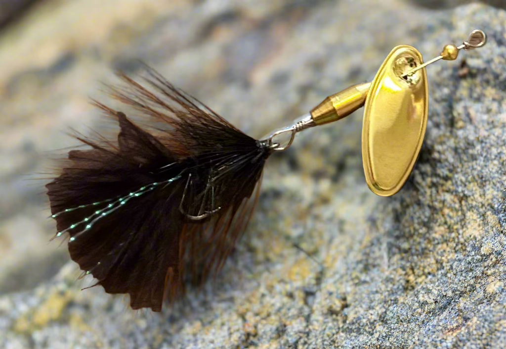 bottle cap spinner fishing lure pictures 1/4 oz. Magooster Trout Spinner 1/4 oz. Black and Red